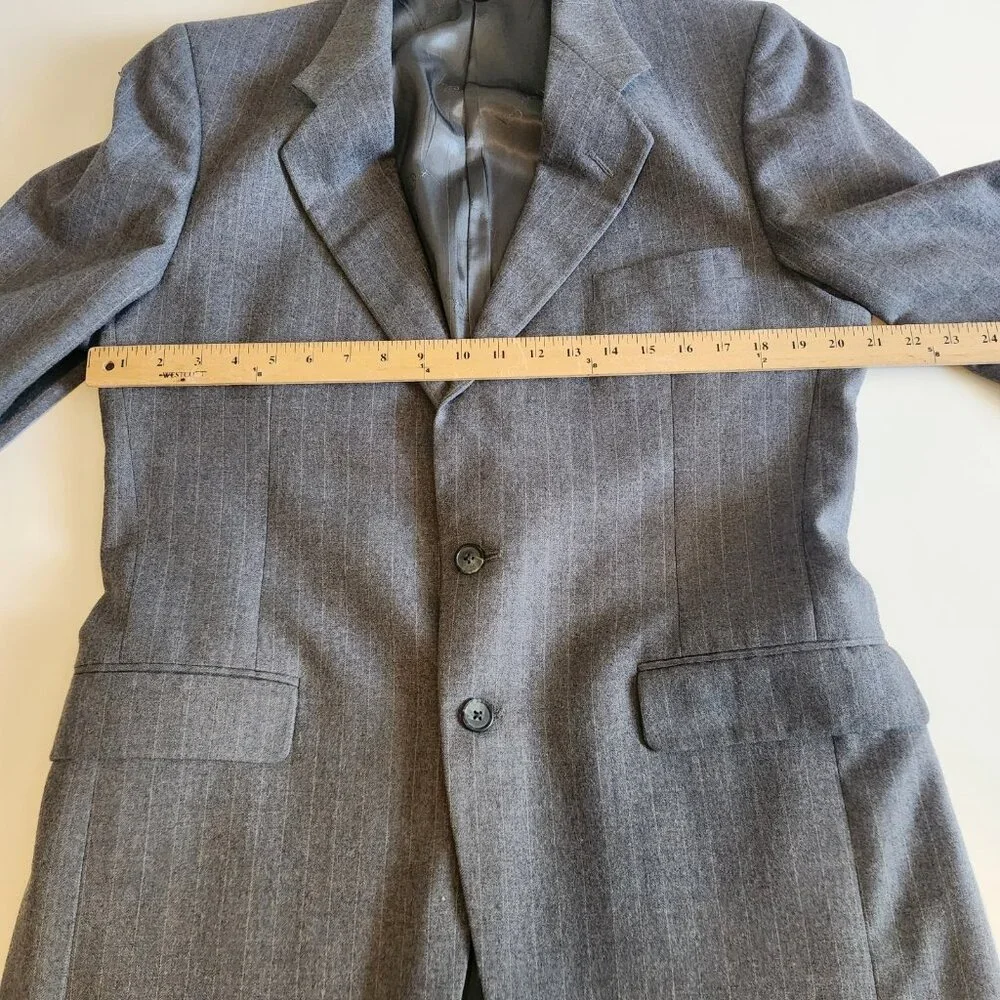 Givenchy Gentleman for Chequers Vintage‎ Blazer Suit Jacket Gray Pinstriped 42R